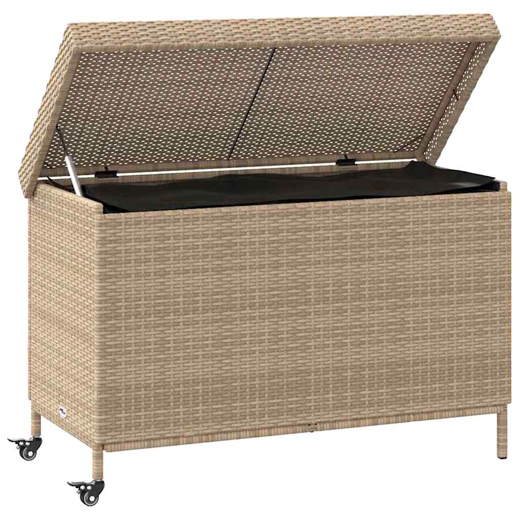 Contenitore da Giardino con Ruote Beige Misto Polyrattan