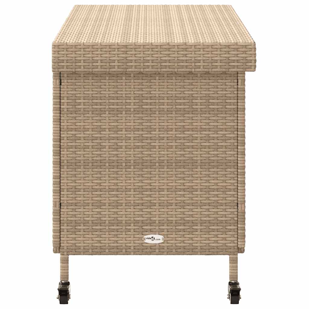 Contenitore da Giardino con Ruote Beige Misto Polyrattan