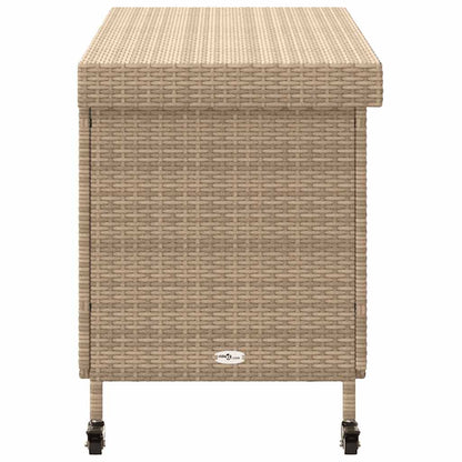 Contenitore da Giardino con Ruote Beige Misto Polyrattan