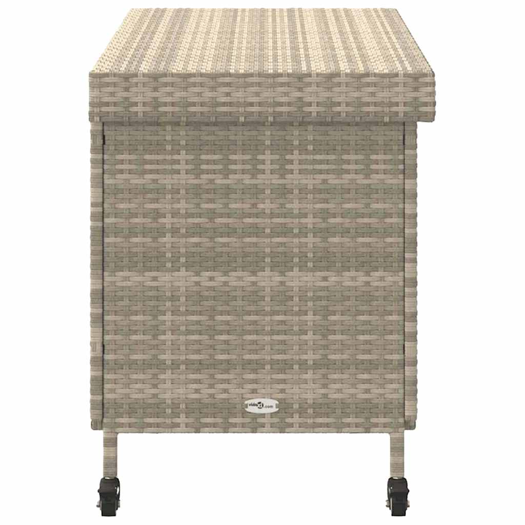 Contenitore da Giardino con Ruote Grigio Chiaro Polyrattan - homemem39