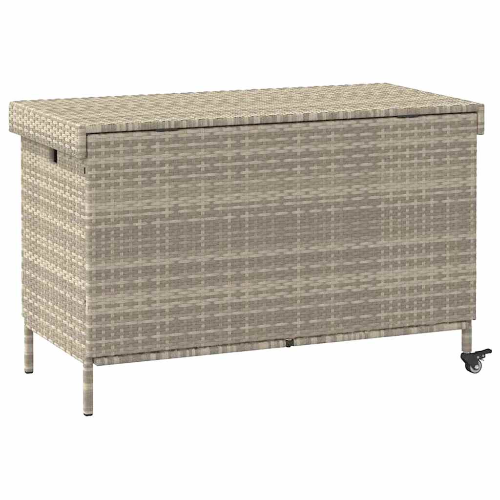 Contenitore da Giardino con Ruote Grigio Chiaro Polyrattan - homemem39