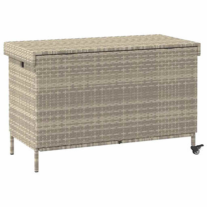 Contenitore da Giardino con Ruote Grigio Chiaro Polyrattan - homemem39