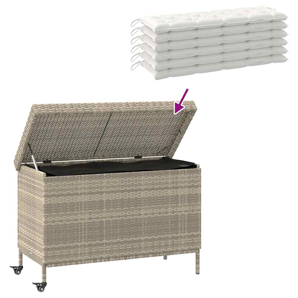 Contenitore da Giardino con Ruote Grigio Chiaro Polyrattan - homemem39