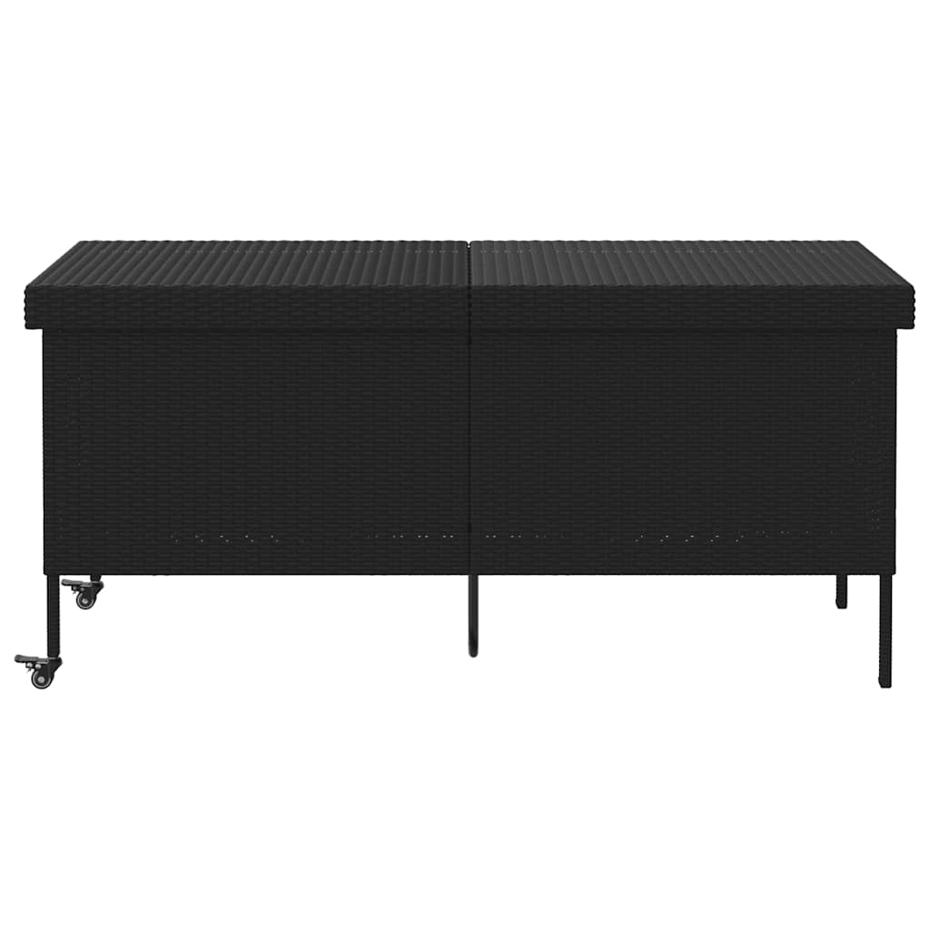 Contenitore da Giardino con Ruote Nero 160x55x75 cm Polyrattan - homemem39
