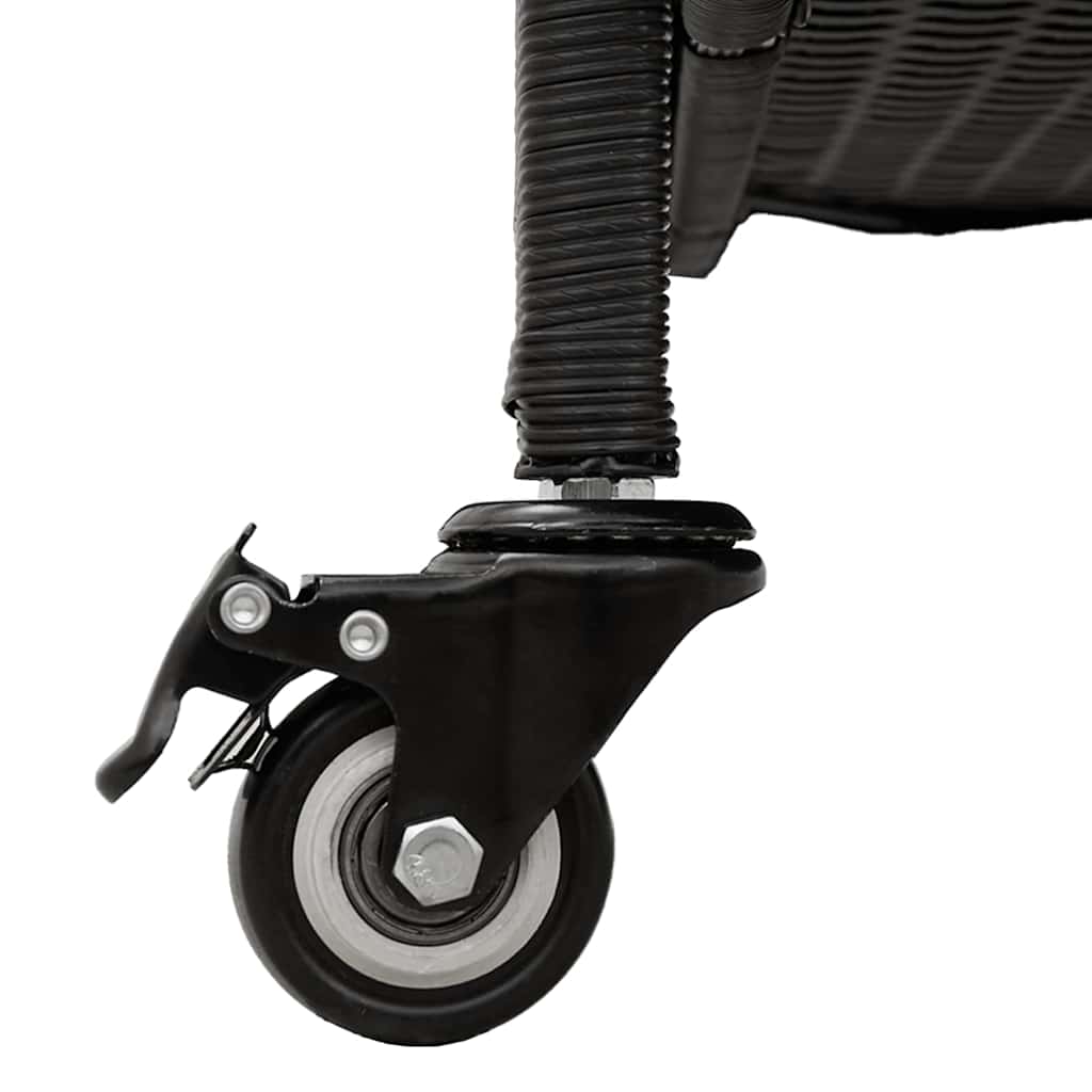 Contenitore da Giardino con Ruote Nero 160x55x75 cm Polyrattan - homemem39