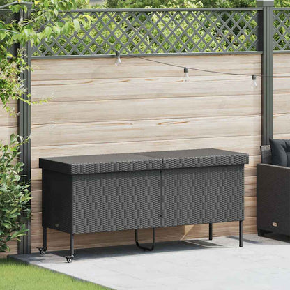 Contenitore da Giardino con Ruote Nero 160x55x75 cm Polyrattan - homemem39