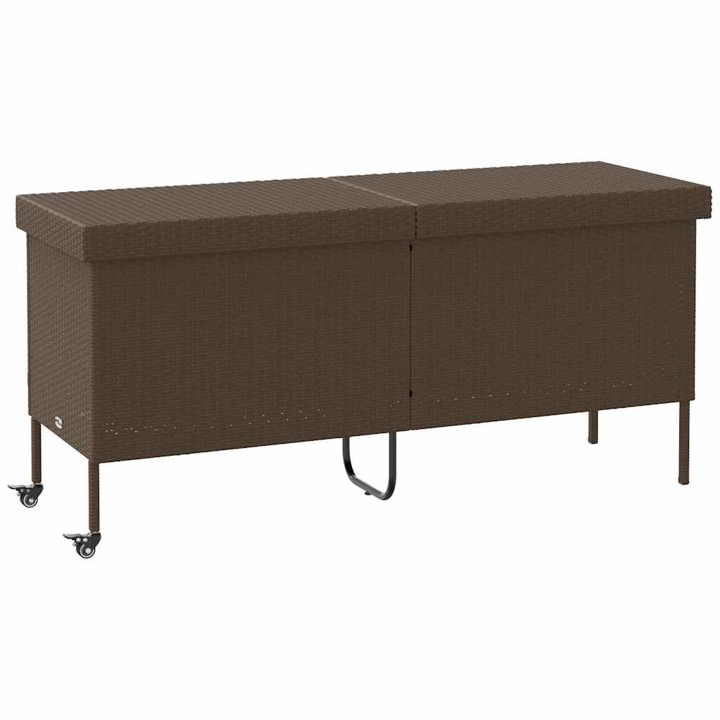 Contenitore da Giardino con Ruote Marrone Polyrattan - homemem39