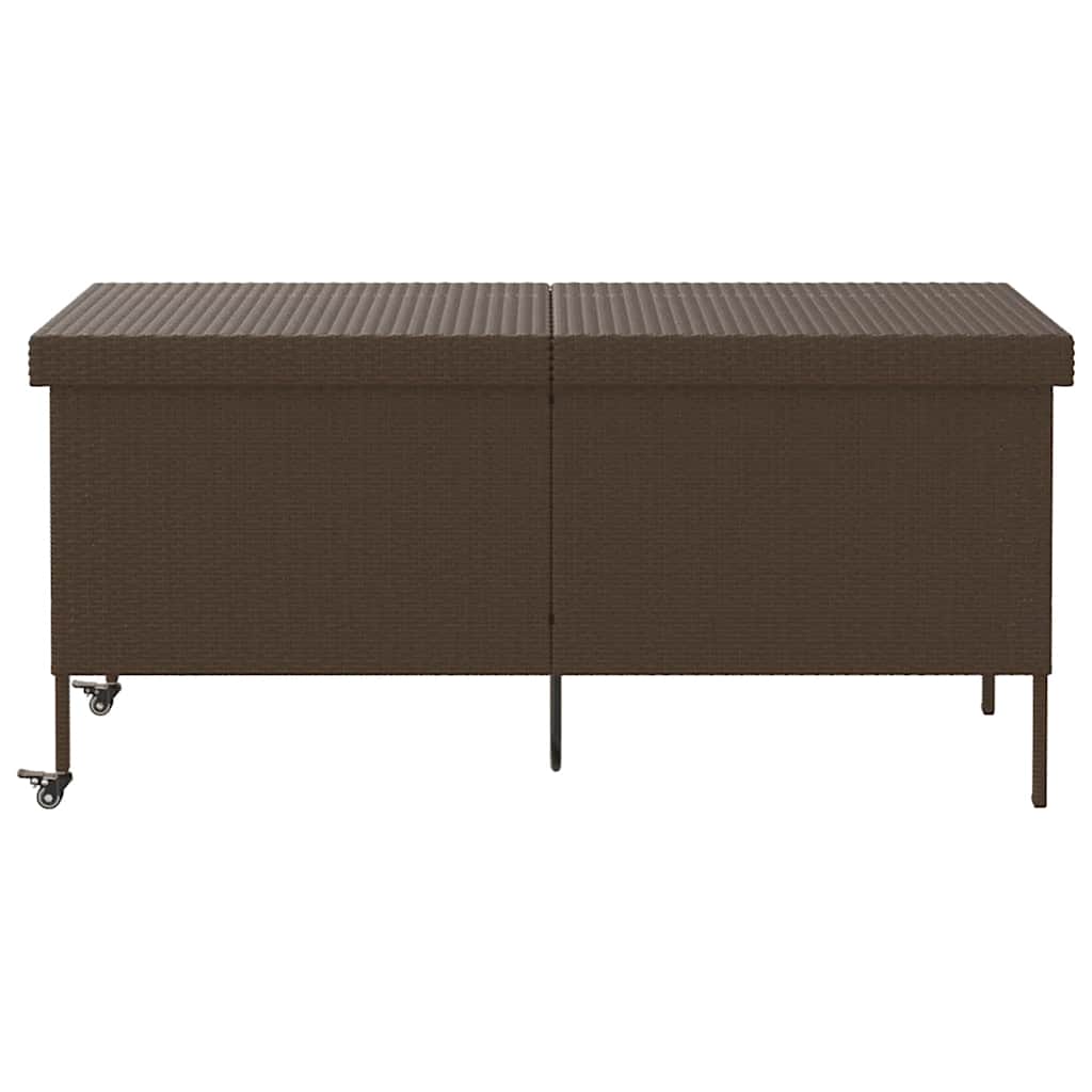 Contenitore da Giardino con Ruote Marrone Polyrattan - homemem39