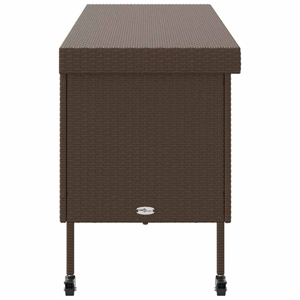 Contenitore da Giardino con Ruote Marrone Polyrattan - homemem39