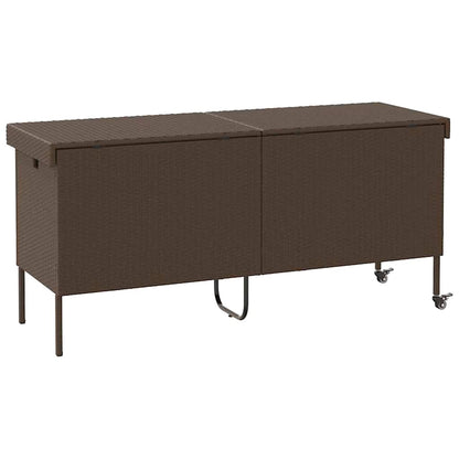 Contenitore da Giardino con Ruote Marrone Polyrattan - homemem39