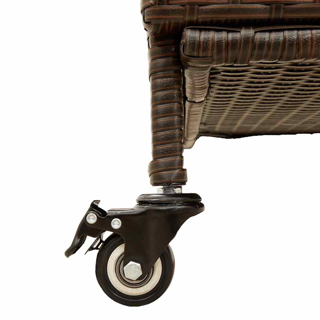 Contenitore da Giardino con Ruote Marrone Polyrattan - homemem39