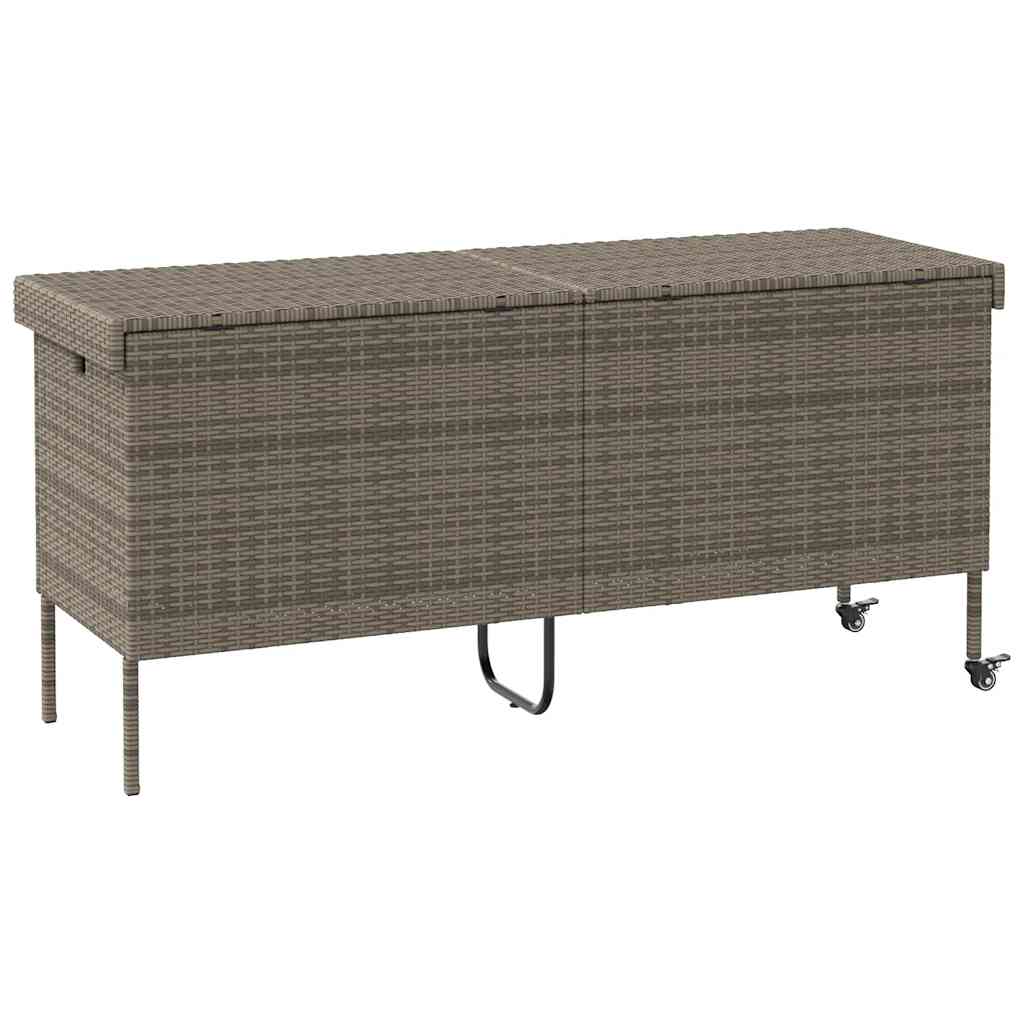 Contenitore da Giardino con Ruote Grigio 160x55x75cm Polyrattan - homemem39