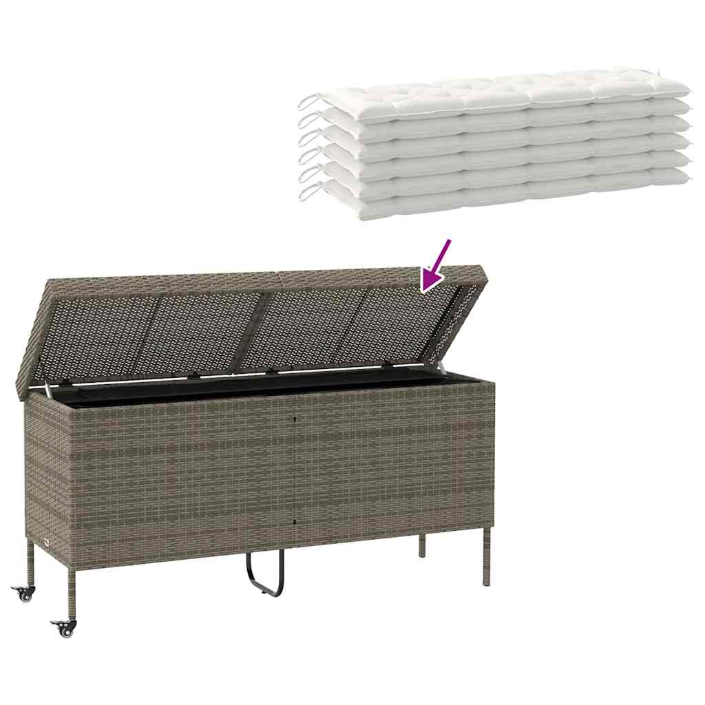 Contenitore da Giardino con Ruote Grigio 160x55x75cm Polyrattan - homemem39