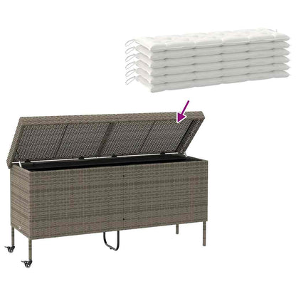 Contenitore da Giardino con Ruote Grigio 160x55x75cm Polyrattan - homemem39