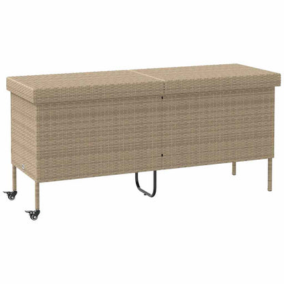 Contenitore da Giardino con Ruote Beige 160x55x75 cm Polyrattan - homemem39