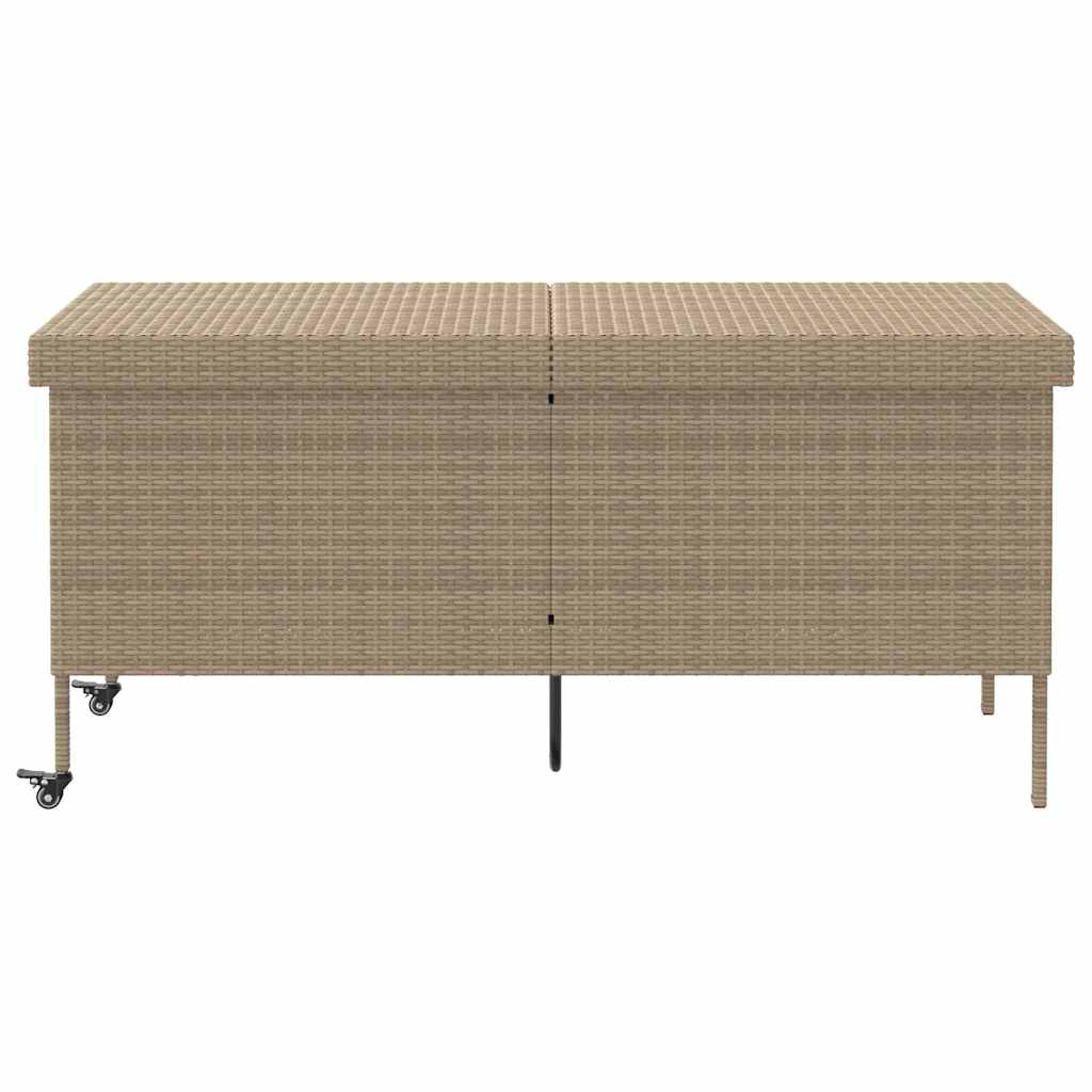 Contenitore da Giardino con Ruote Beige 160x55x75 cm Polyrattan - homemem39