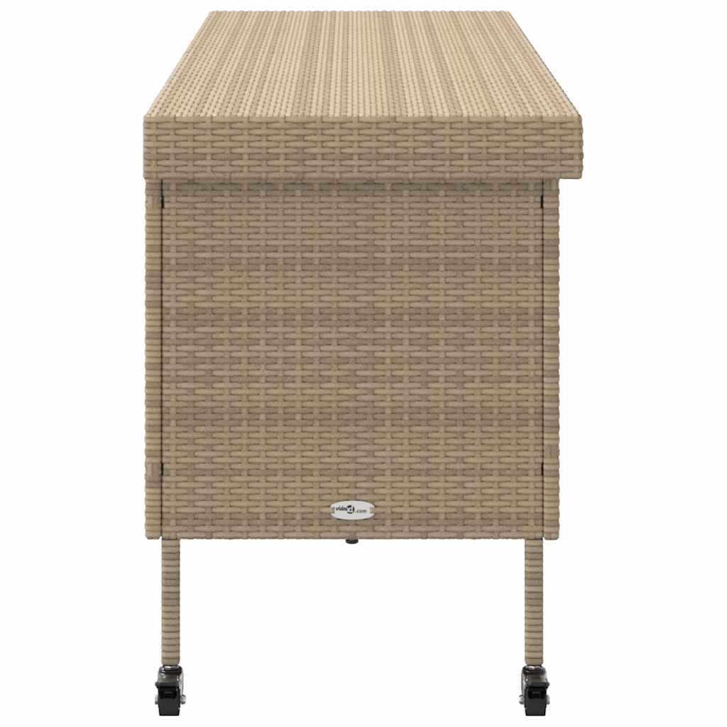 Contenitore da Giardino con Ruote Beige 160x55x75 cm Polyrattan - homemem39