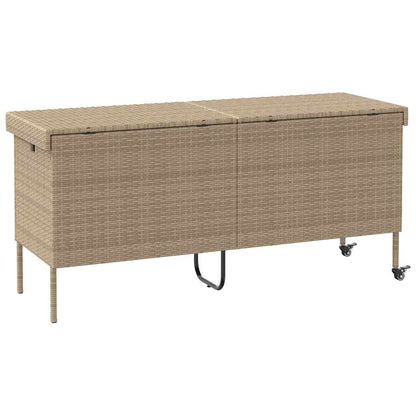 Contenitore da Giardino con Ruote Beige 160x55x75 cm Polyrattan - homemem39