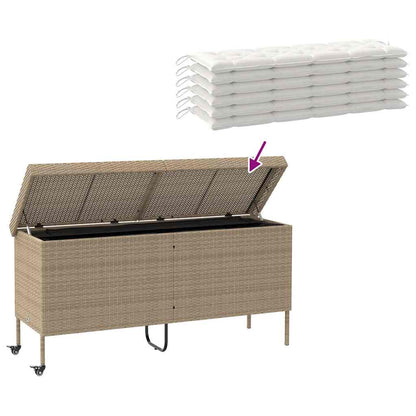 Contenitore da Giardino con Ruote Beige 160x55x75 cm Polyrattan - homemem39
