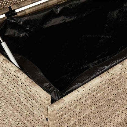 Contenitore da Giardino con Ruote Beige 160x55x75 cm Polyrattan - homemem39