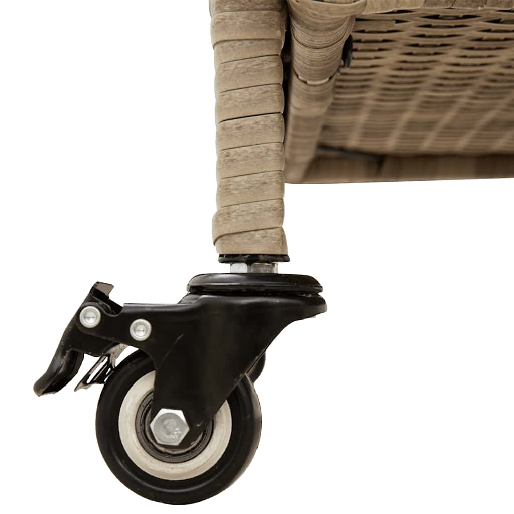 Contenitore da Giardino con Ruote Beige 160x55x75 cm Polyrattan - homemem39