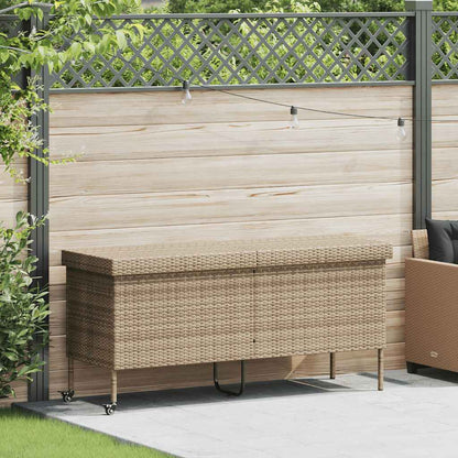 Contenitore da Giardino con Ruote Beige 160x55x75 cm Polyrattan - homemem39