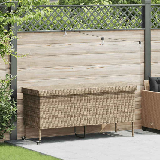 Contenitore da Giardino con Ruote Beige 160x55x75 cm Polyrattan - homemem39