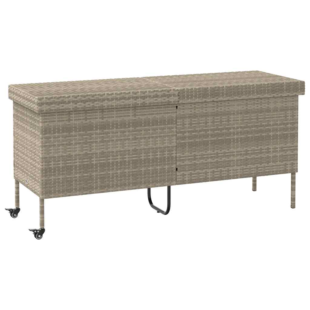Contenitore da Giardino con Ruote Grigio Chiaro Polyrattan - homemem39