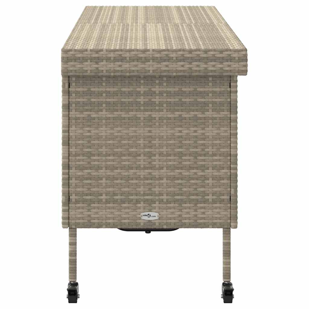 Contenitore da Giardino con Ruote Grigio Chiaro Polyrattan - homemem39