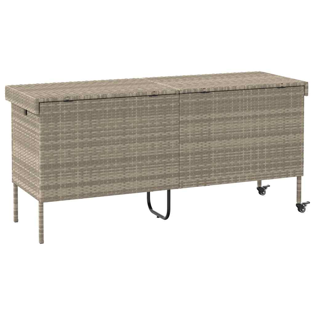 Contenitore da Giardino con Ruote Grigio Chiaro Polyrattan - homemem39