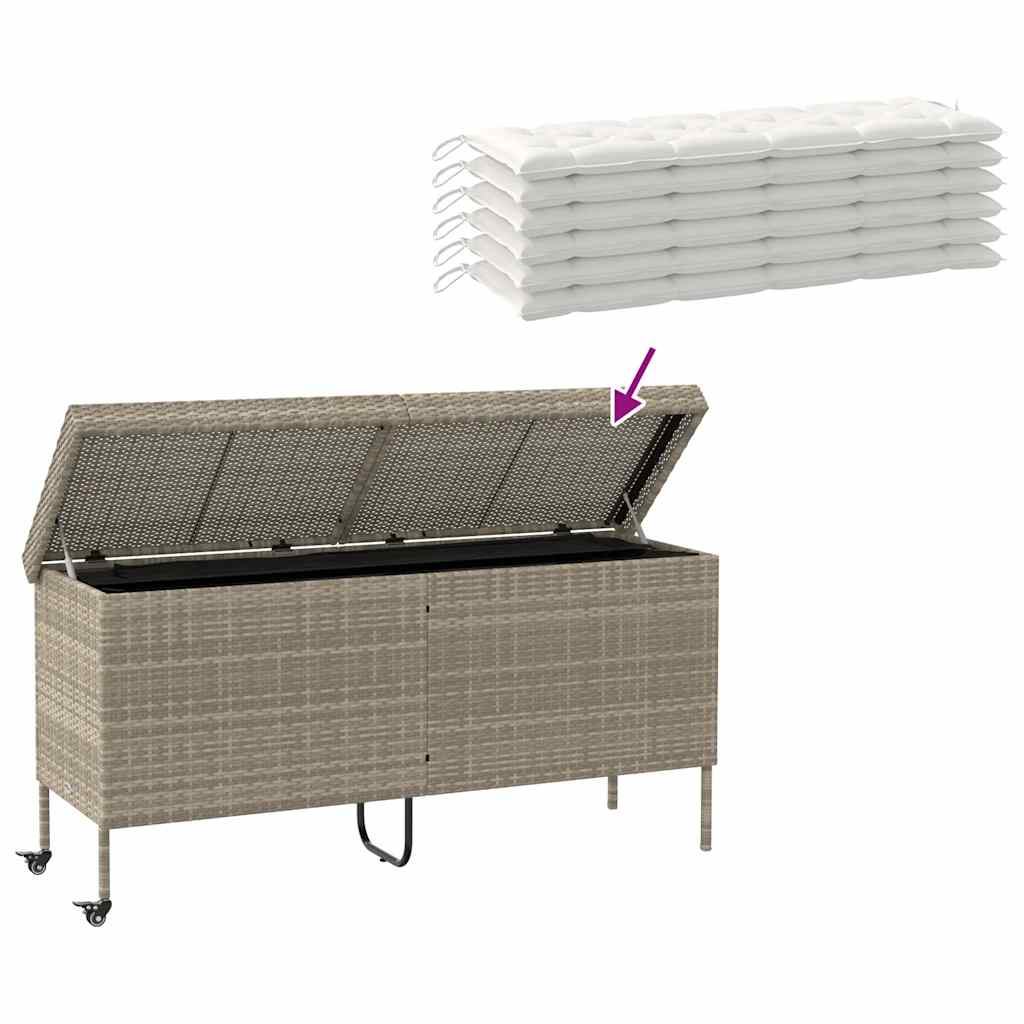 Contenitore da Giardino con Ruote Grigio Chiaro Polyrattan - homemem39