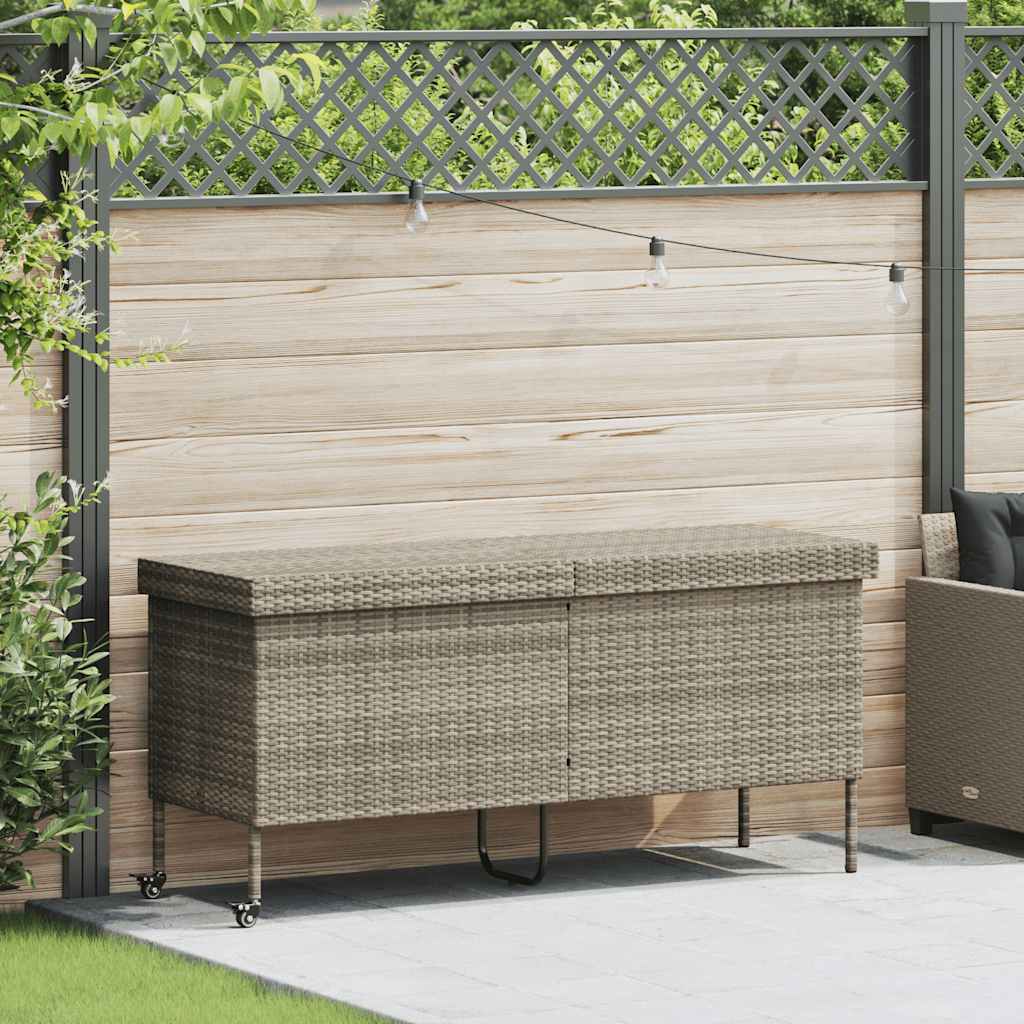 Contenitore da Giardino con Ruote Grigio Chiaro Polyrattan - homemem39