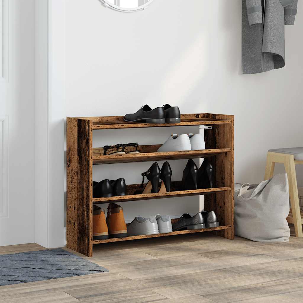 Scarpiera Legno Antico 80x25x62 cm in Legno Multistrato - homemem39