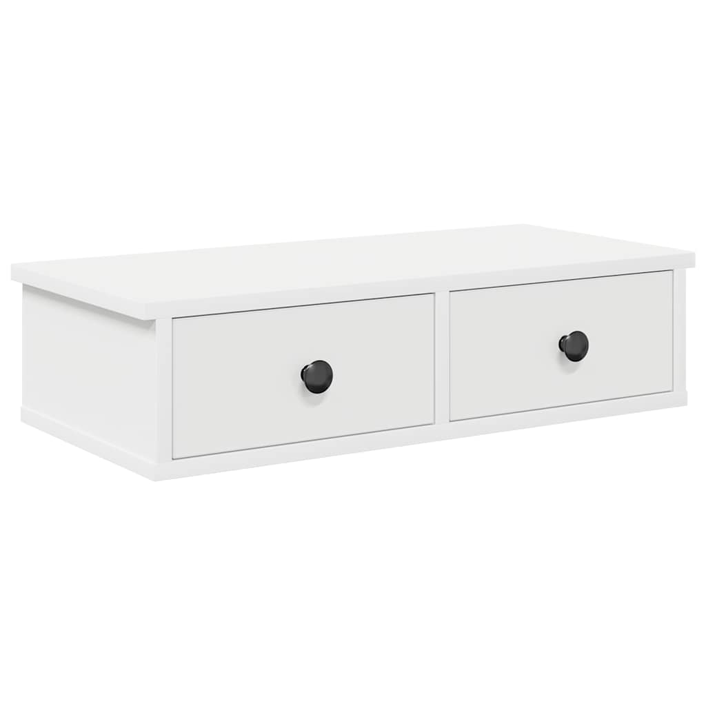Scaffale a Parete con Cassetti Bianco 60x28x15 cm in Truciolato | homemem39