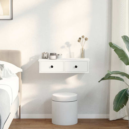 Scaffale a Parete con Cassetti Bianco 60x28x15 cm in Truciolato | homemem39