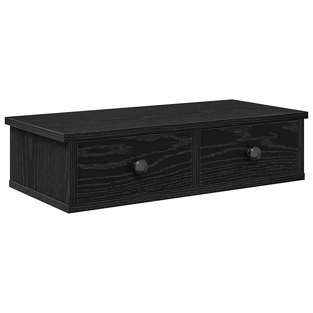 Scaffale a Parete con Cassetti Nero 60x28x15 cm in Truciolato | homemem39
