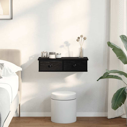 Scaffale a Parete con Cassetti Nero 60x28x15 cm in Truciolato | homemem39