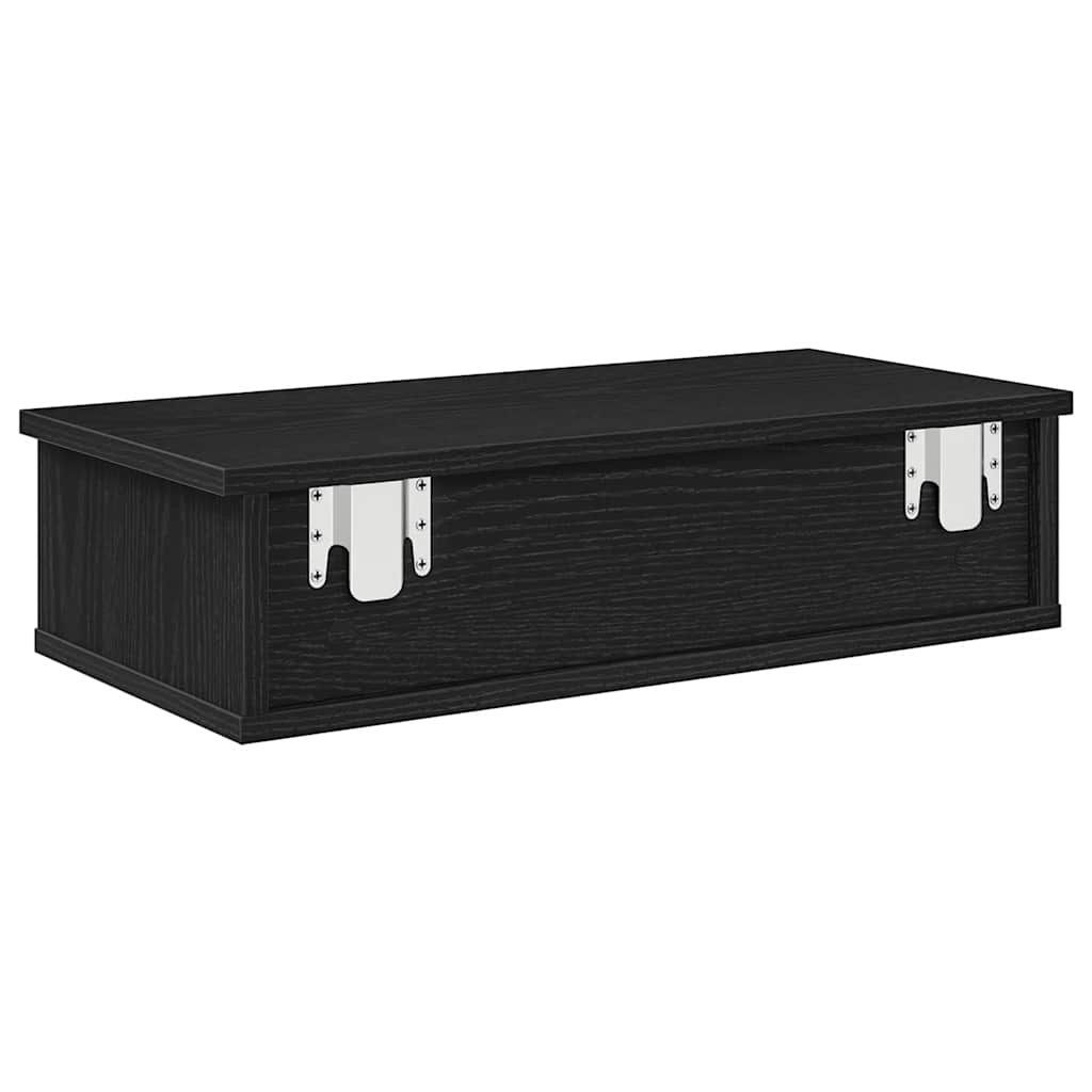 Scaffale a Parete con Cassetti Nero 60x28x15 cm in Truciolato | homemem39
