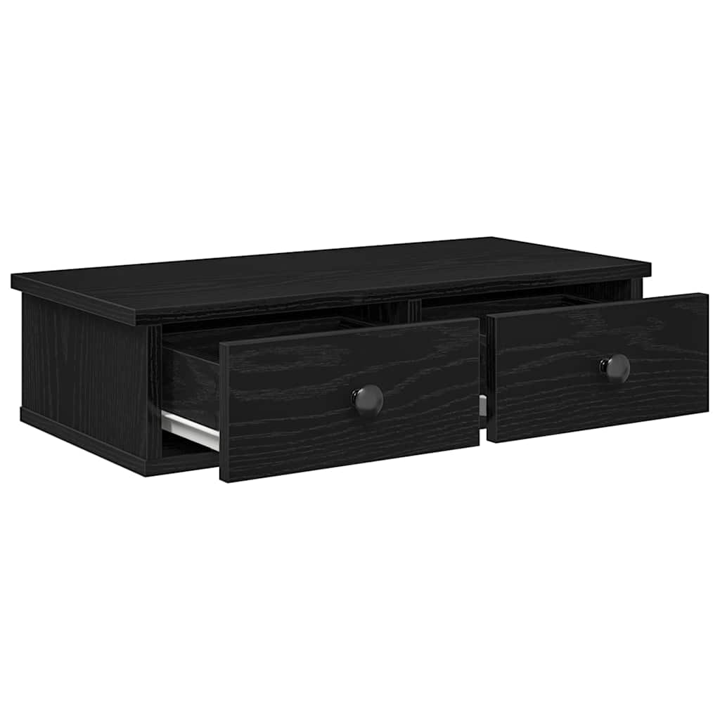 Scaffale a Parete con Cassetti Nero 60x28x15 cm in Truciolato | homemem39