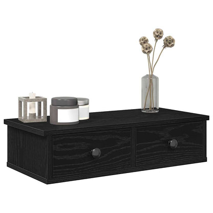 Scaffale a Parete con Cassetti Nero 60x28x15 cm in Truciolato | homemem39