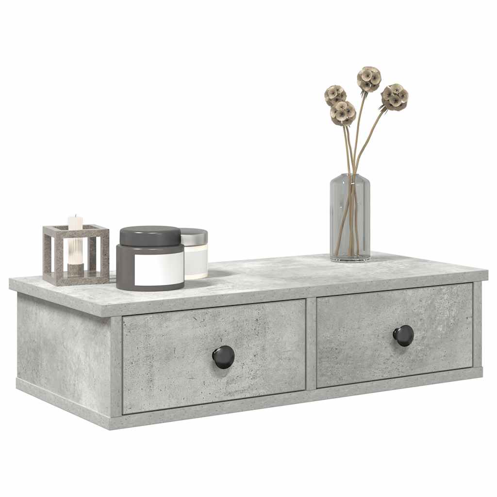 Scaffale a Parete con Cassetti Grigio 60x28x15 cm in Truciolato | homemem39