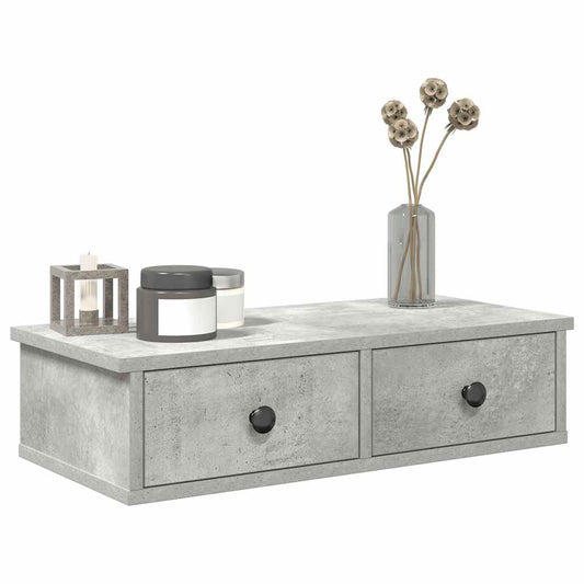 Scaffale a Parete con Cassetti Grigio 60x28x15 cm in Truciolato | homemem39