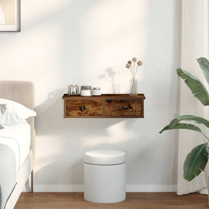 Scaffale a Parete con Cassetti Fumo 60x28x15 cm in Truciolato | homemem39