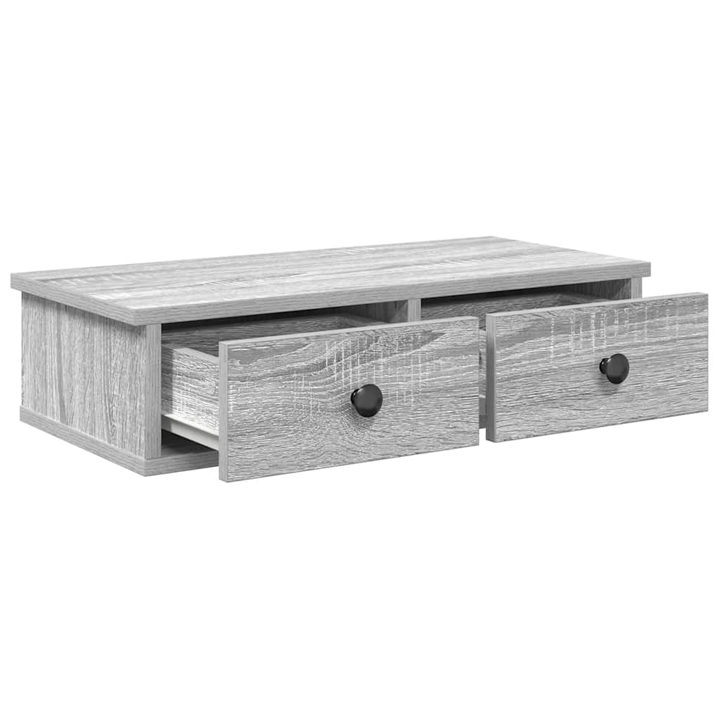 Scaffale a Parete con Cassetti Grigio 60x28x15 cm in Truciolato | homemem39