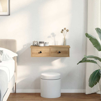 Scaffale a Parete con Cassetti Rovere 60x28x15 cm in Truciolato | homemem39
