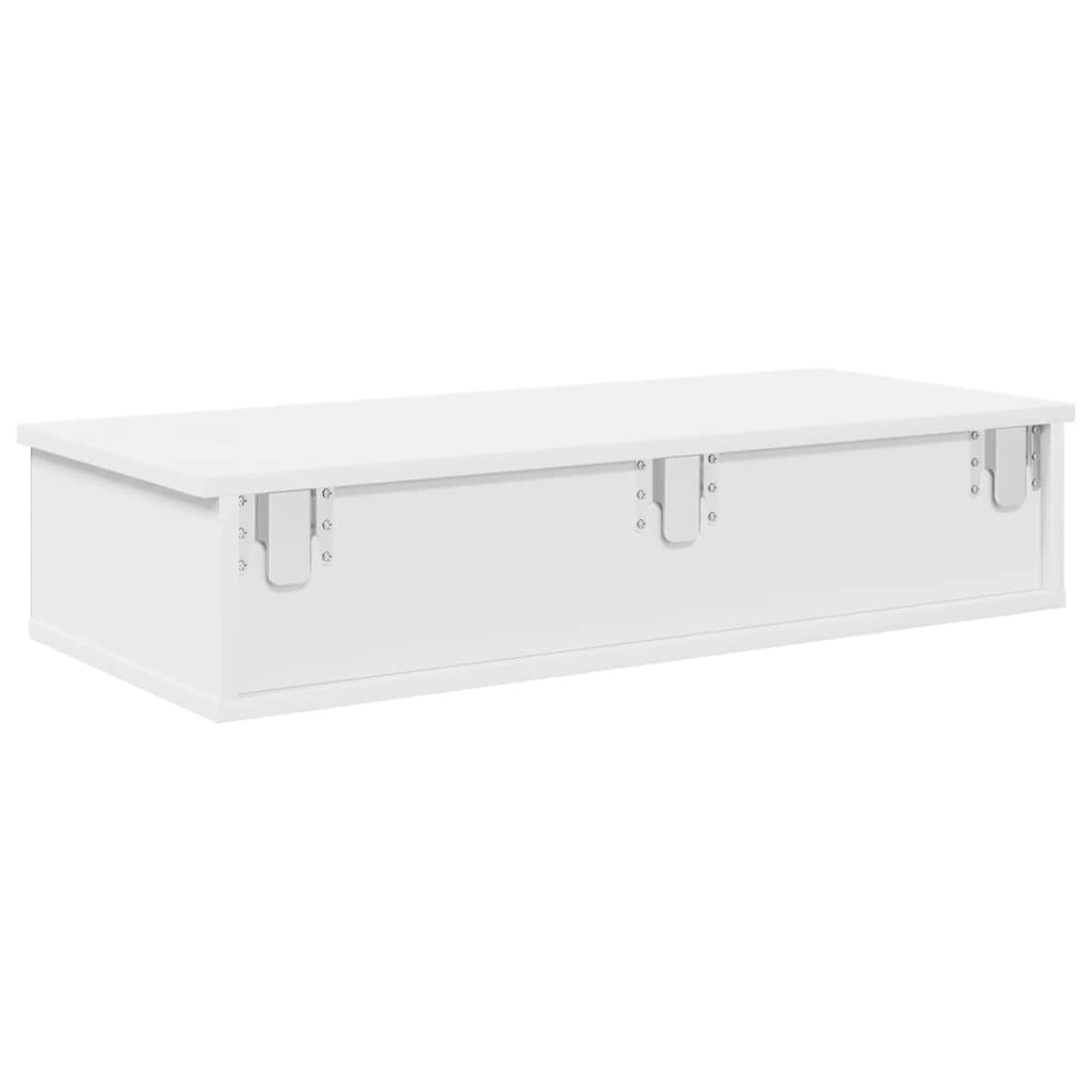 Scaffale a Parete con Cassetti Bianco 80x34x17 cm in Truciolato | homemem39