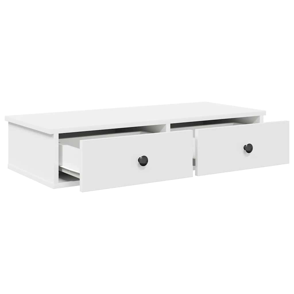 Scaffale a Parete con Cassetti Bianco 80x34x17 cm in Truciolato | homemem39