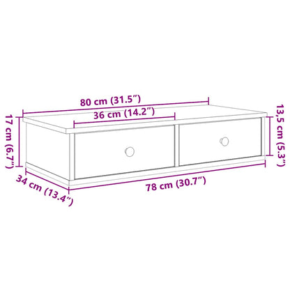Scaffale a Parete con Cassetti Bianco 80x34x17 cm in Truciolato | homemem39