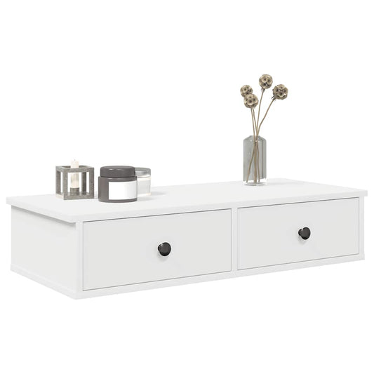 Scaffale a Parete con Cassetti Bianco 80x34x17 cm in Truciolato | homemem39