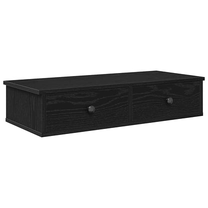 Scaffale a Parete con Cassetti Nero 80x31x17 cm in Truciolato | homemem39